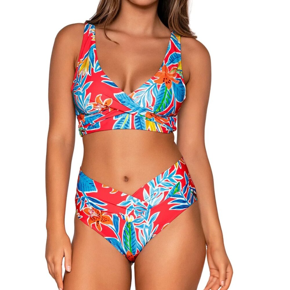 Sunsets Tiger Lily Elsie Underwire Wrap Bikini Top & High-Waist Bikini Bottom